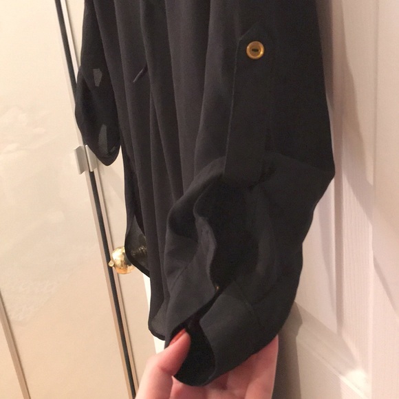 Black Blouse with Gold Buttons - Picture 2 of 5